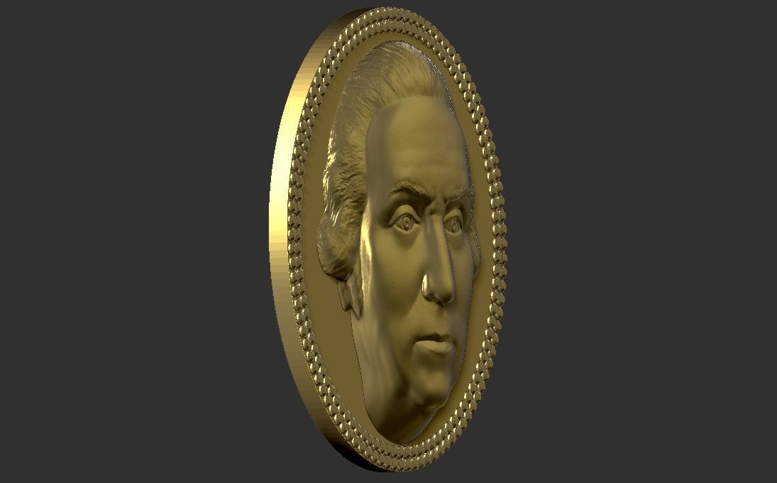 George Washington medallion pendant 3D printing ready stl obj 3D print model_8