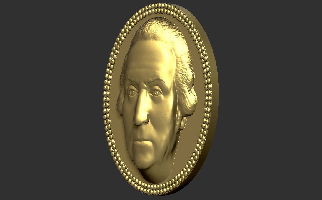 George Washington medallion pendant 3D printing ready stl obj 3D print model_10