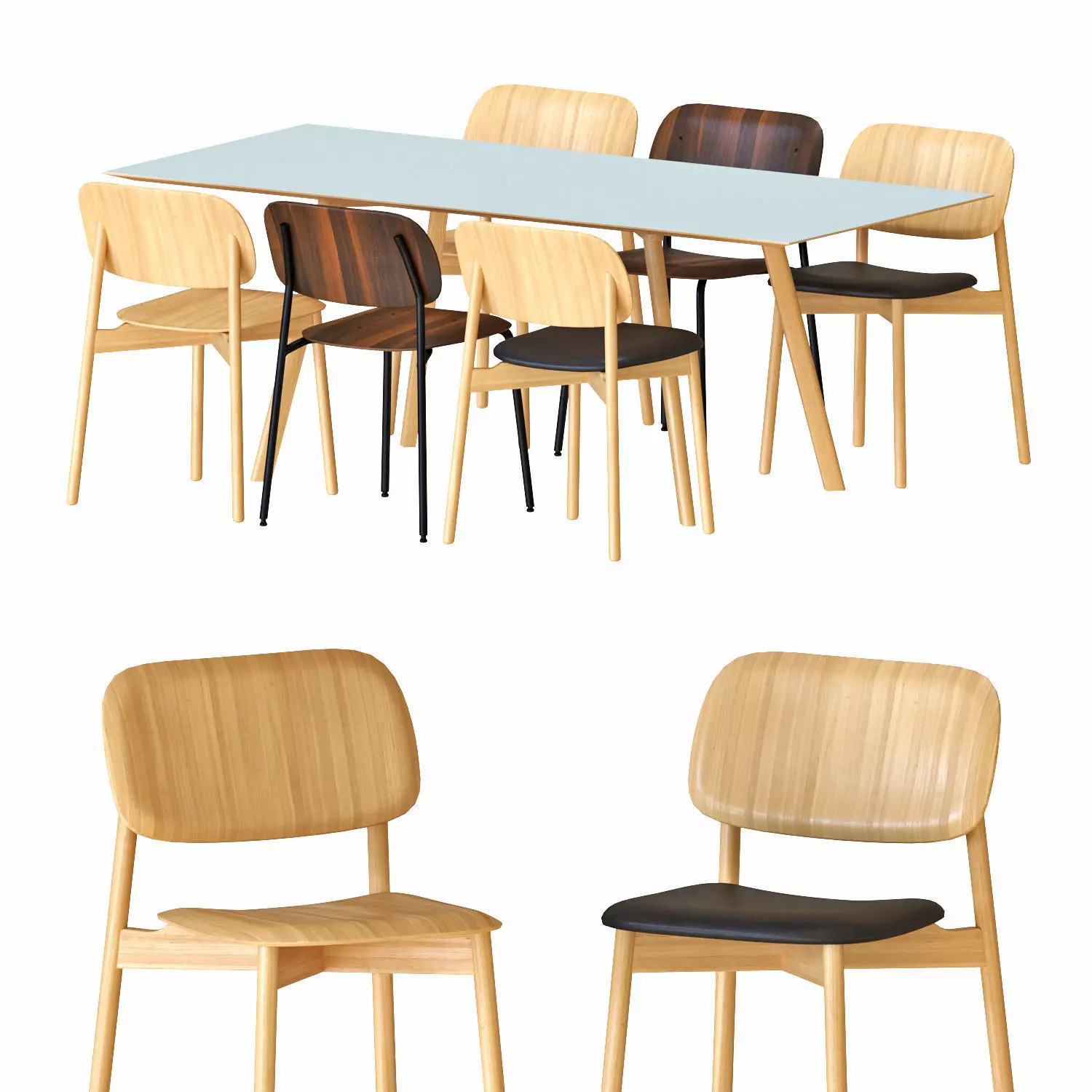 Hay table and chairs set 6 3D model_0