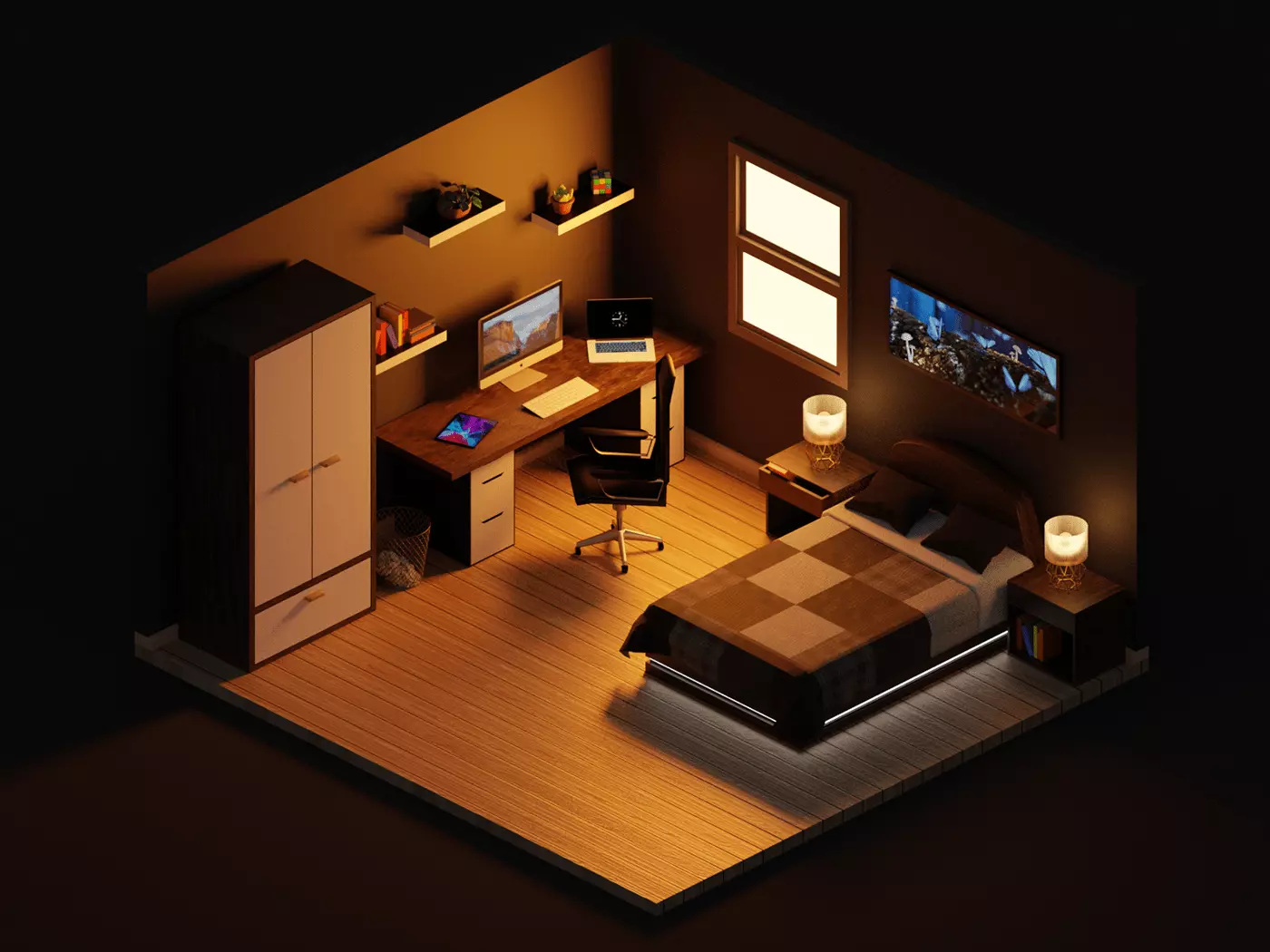 An isometric room Must Read Description Low-poly 3D model_0