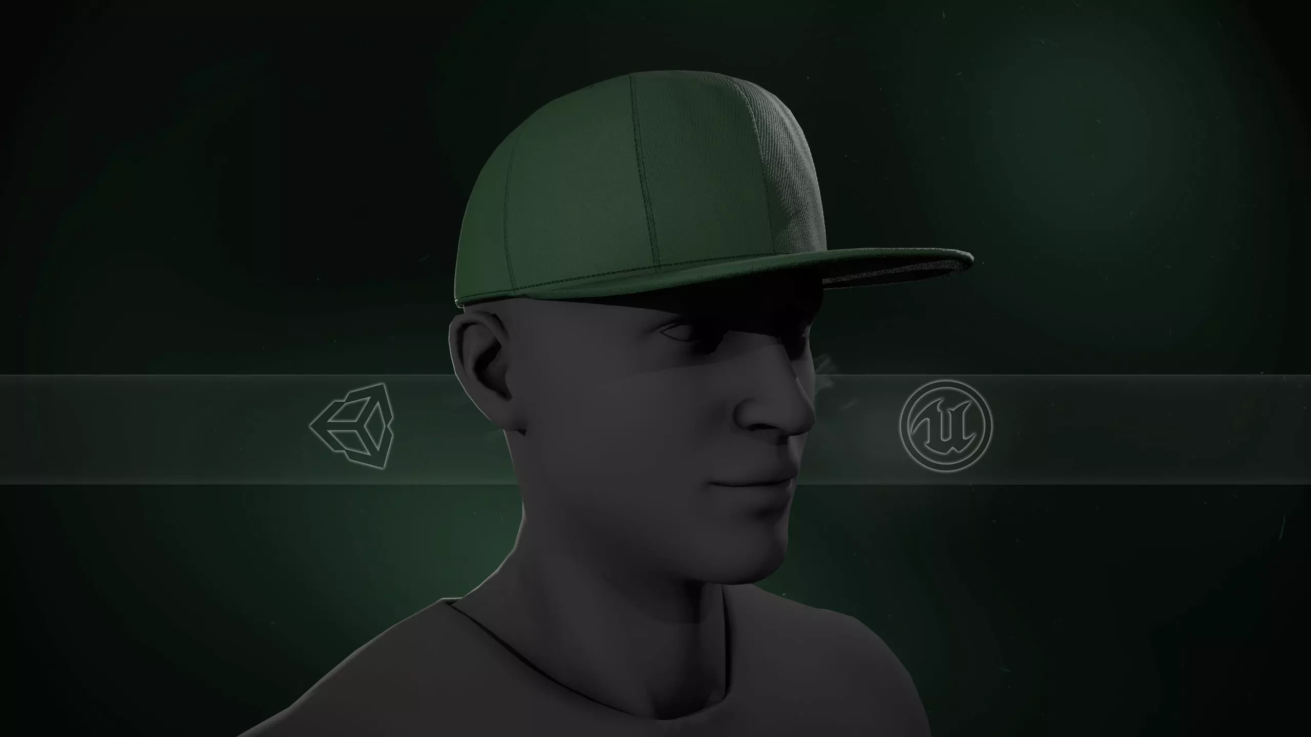 Green Snapback Cap Low-poly 3D model