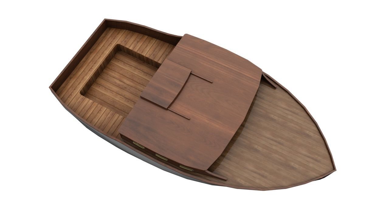 Wooden Boat Low-poly 3D model_5