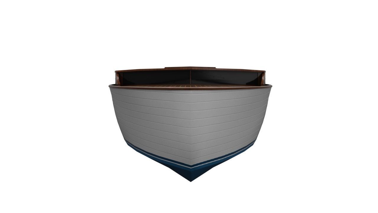 Wooden Boat Low-poly 3D model_4