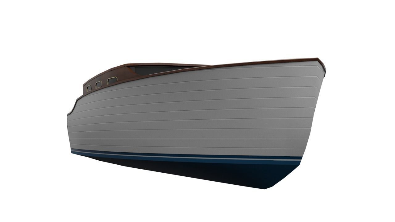 Wooden Boat Low-poly 3D model_1