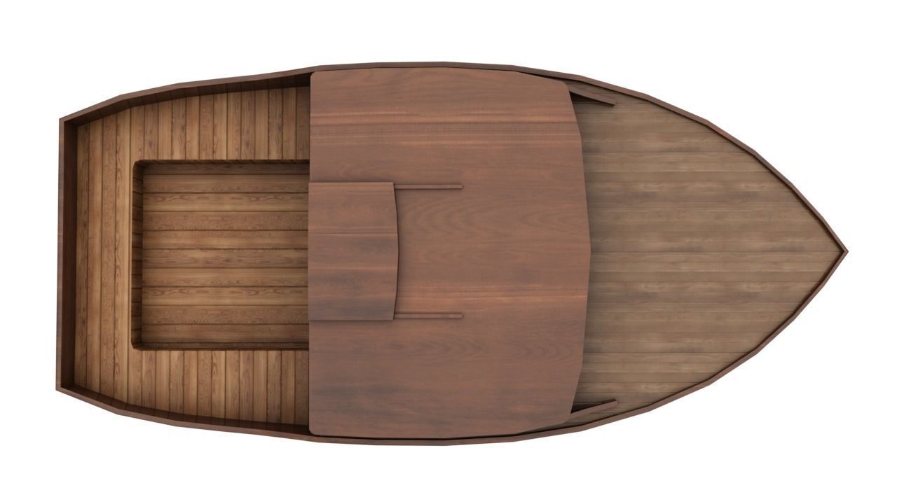 Wooden Boat Low-poly 3D model_7