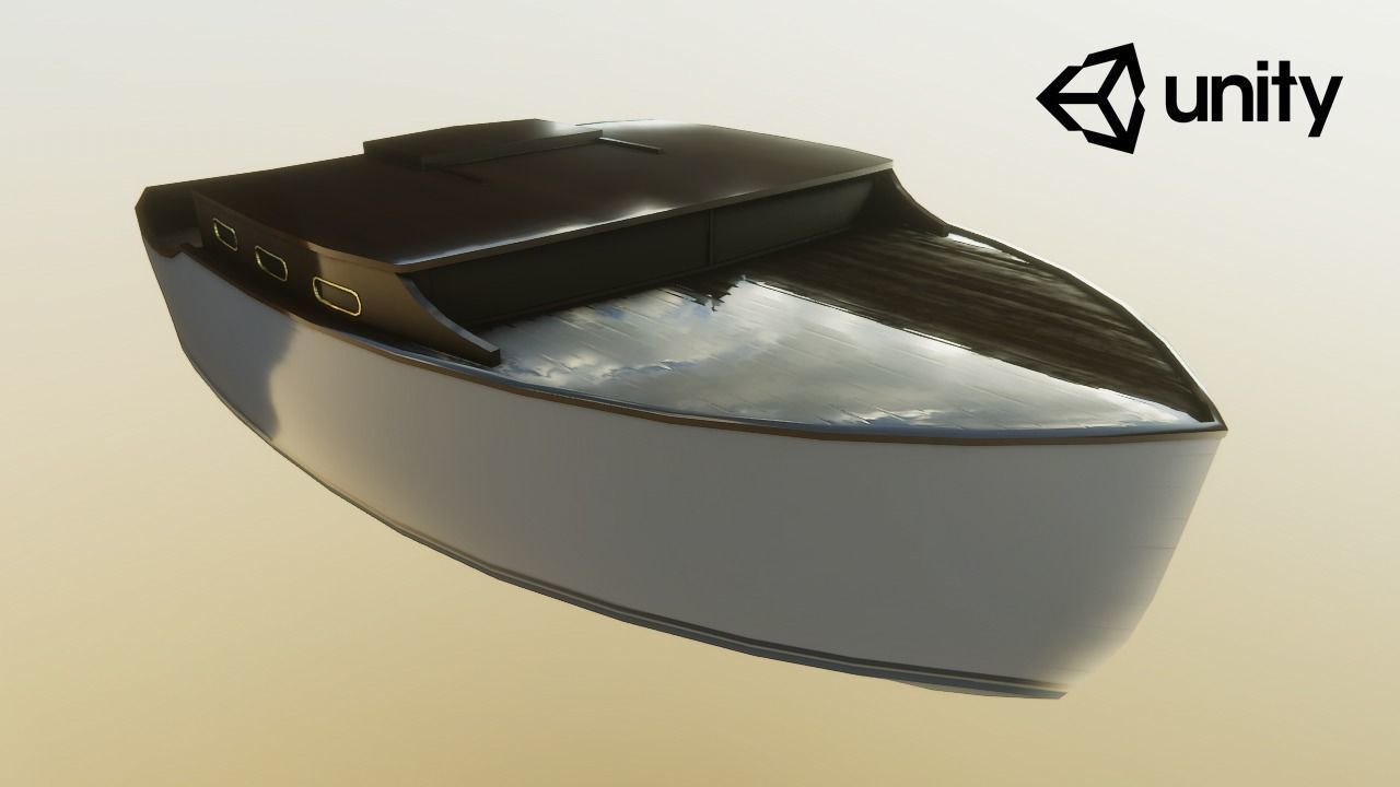 Wooden Boat Low-poly 3D model_8