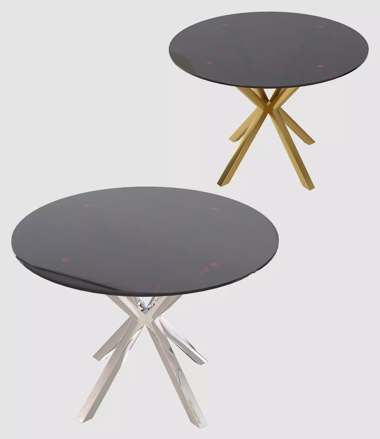 Table X two round tables with metal legs and glass tops Free 3D model