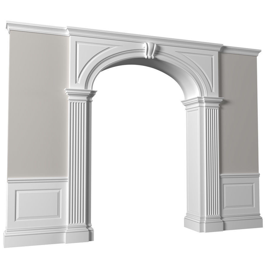 Entrance  Arched Doorway Opening Classic Wall paneling 3D model_1
