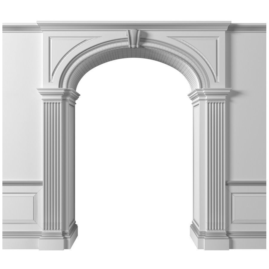 Entrance  Arched Doorway Opening Classic Wall paneling 3D model_4