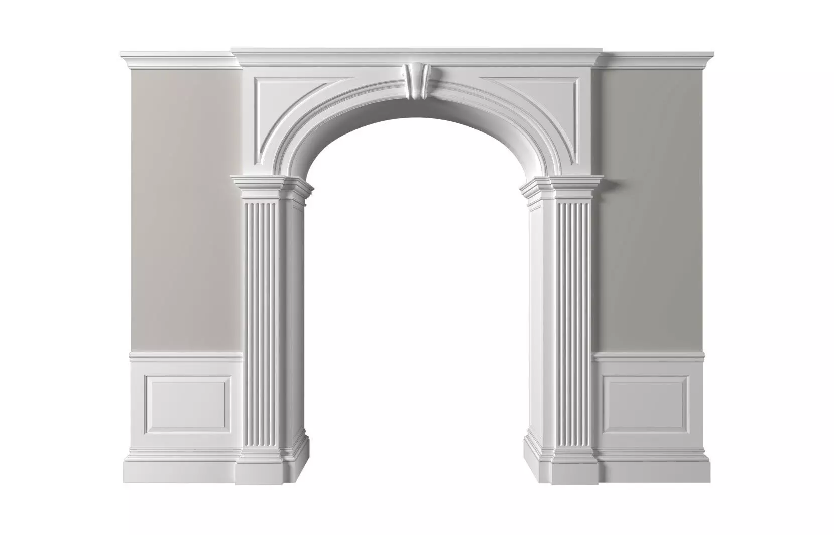 Entrance  Arched Doorway Opening Classic Wall paneling 3D model_0