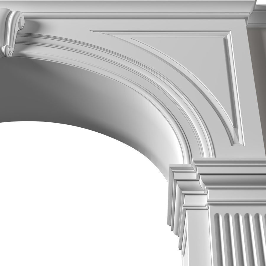 Entrance  Arched Doorway Opening Classic Wall paneling 3D model_2