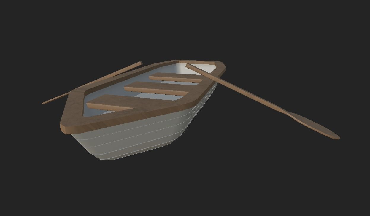 Rowboat canoe Low-poly 3D model_5