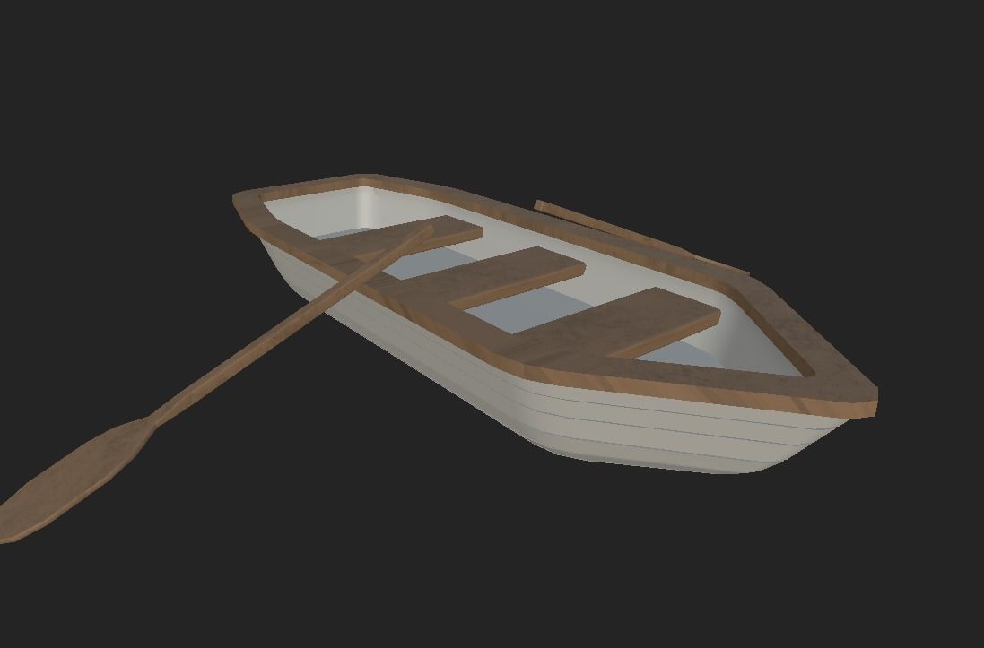 Rowboat canoe Low-poly 3D model_9