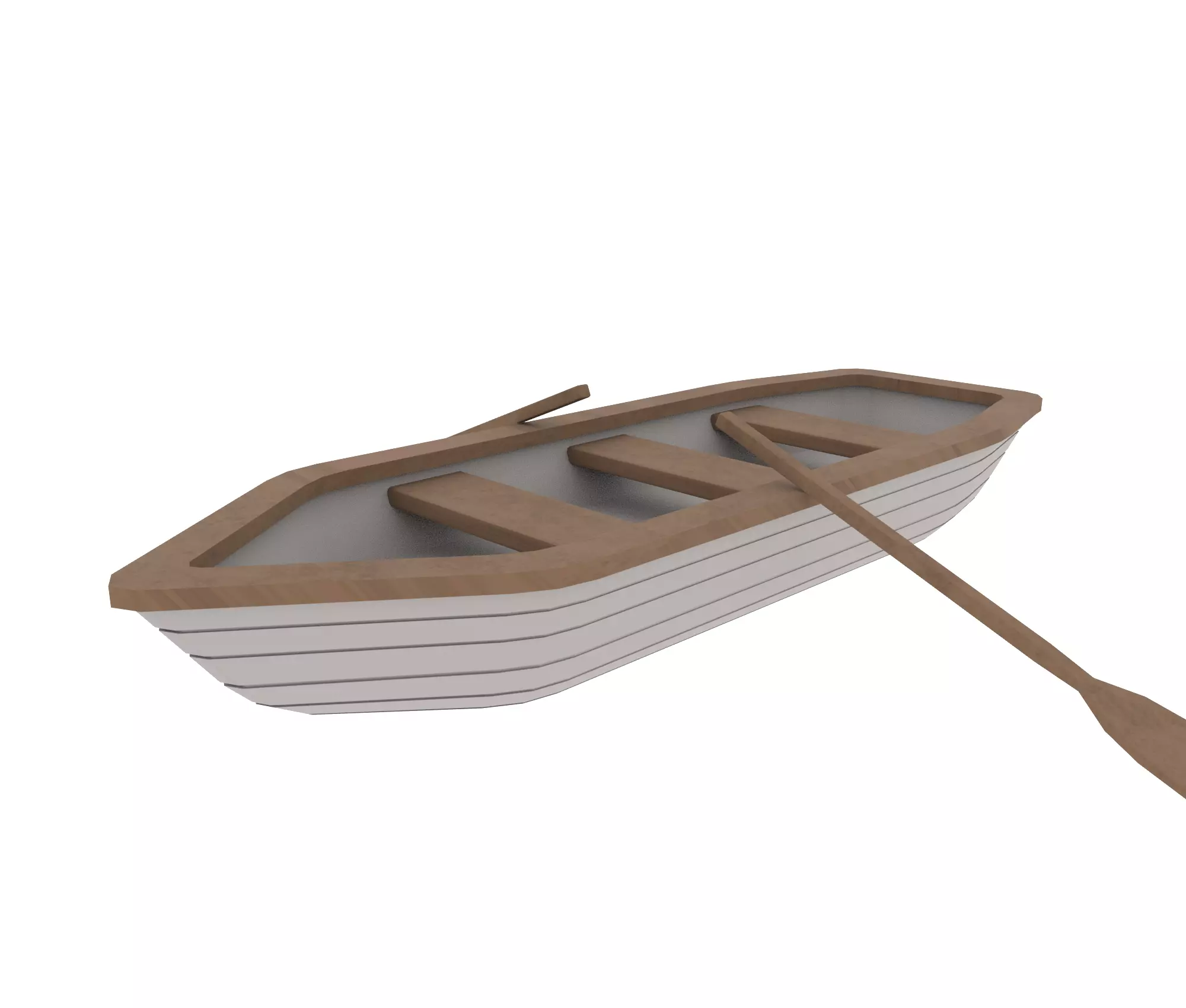 Rowboat canoe Low-poly 3D model_0