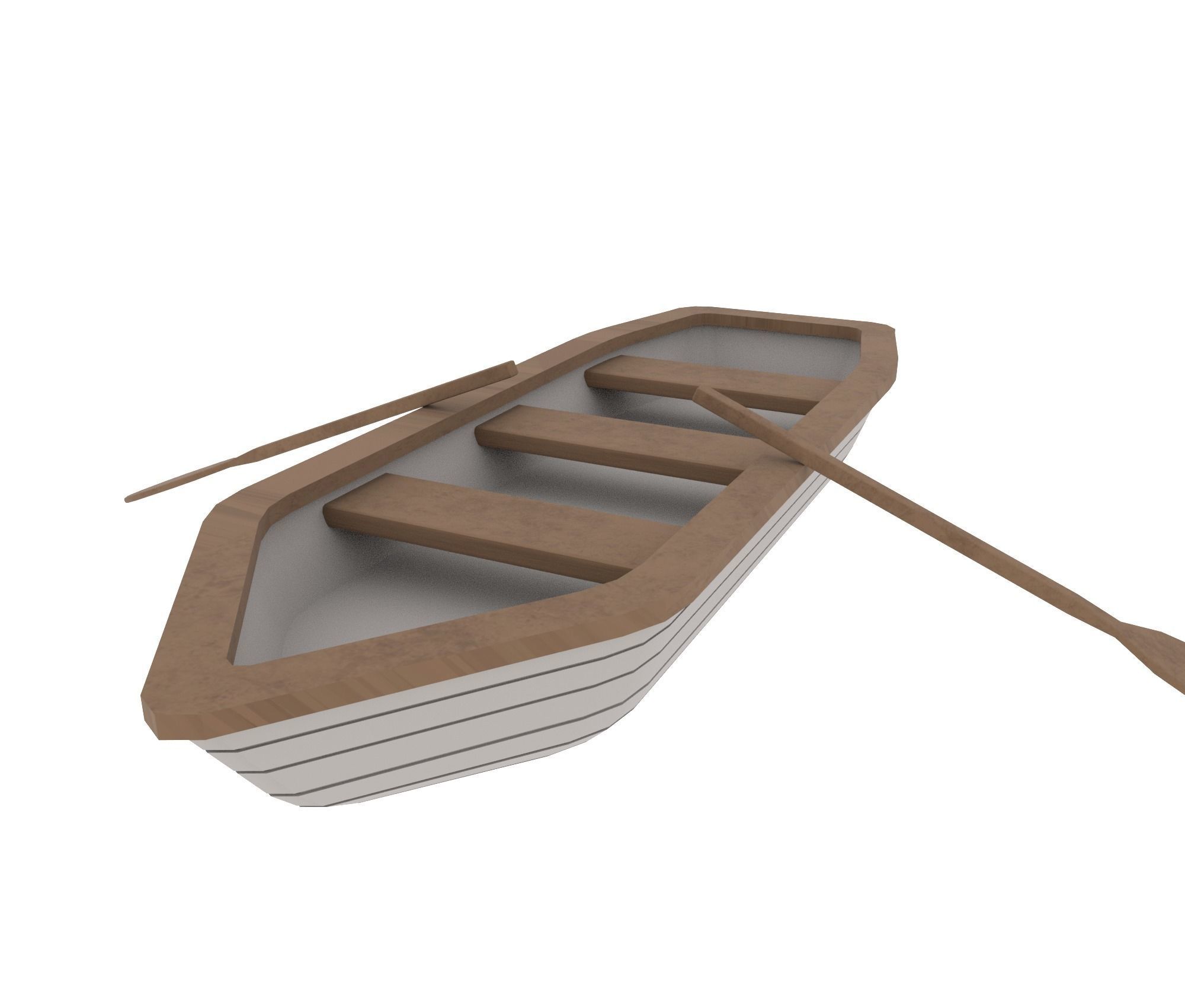 Rowboat canoe Low-poly 3D model_1