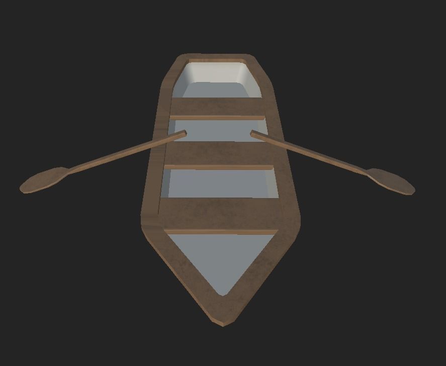 Rowboat canoe Low-poly 3D model_7