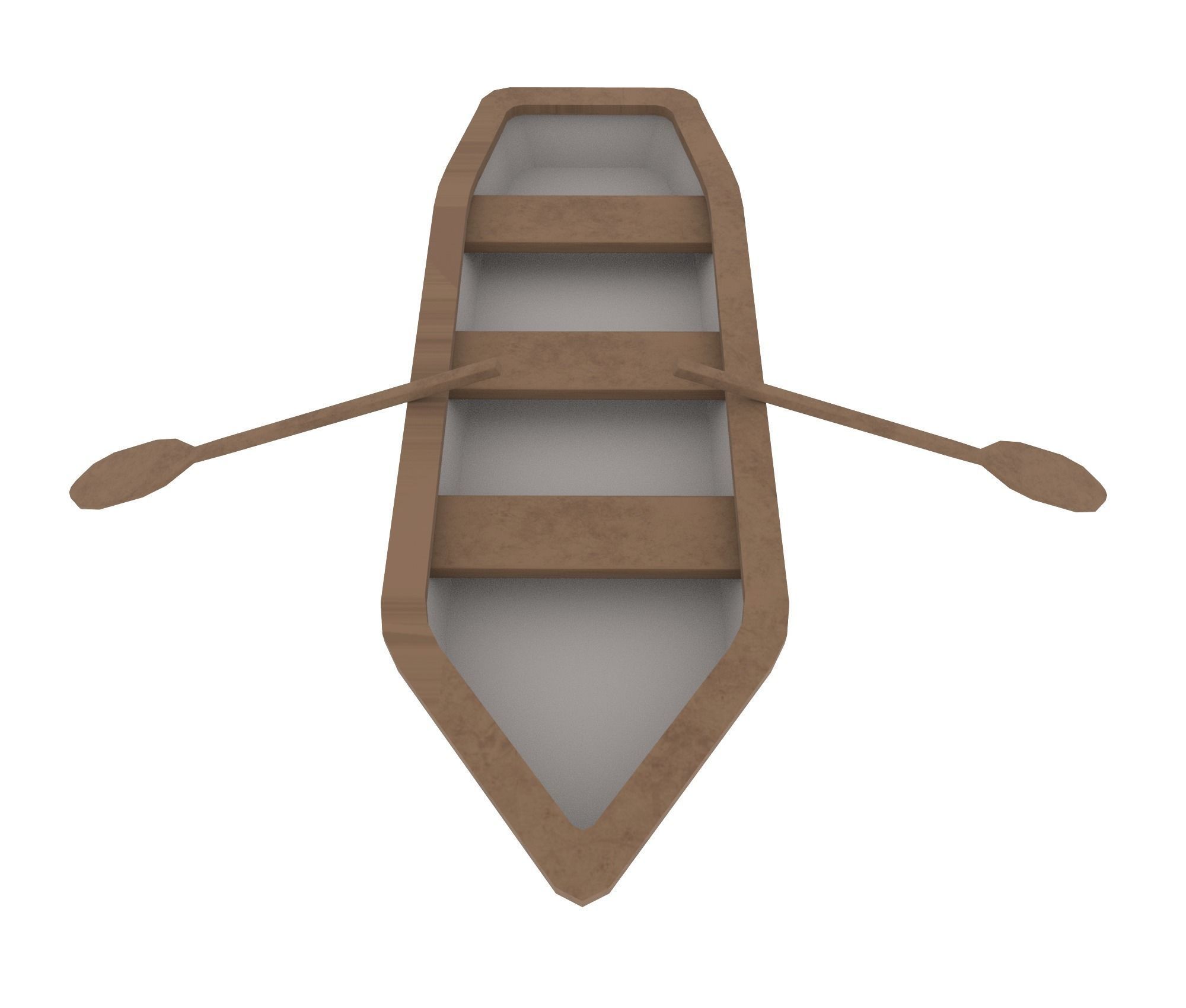 Rowboat canoe Low-poly 3D model_2