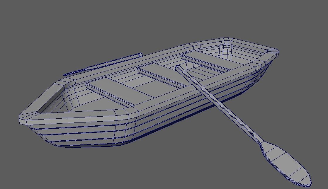 Rowboat canoe Low-poly 3D model_11