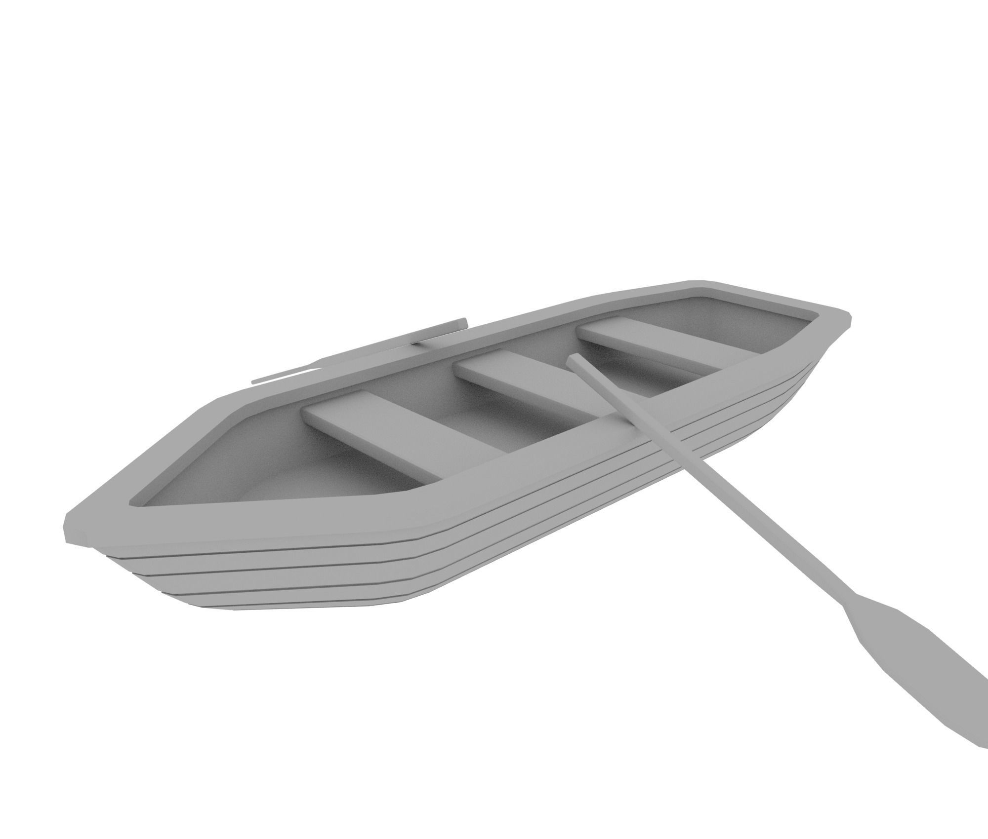 Rowboat canoe Low-poly 3D model_10