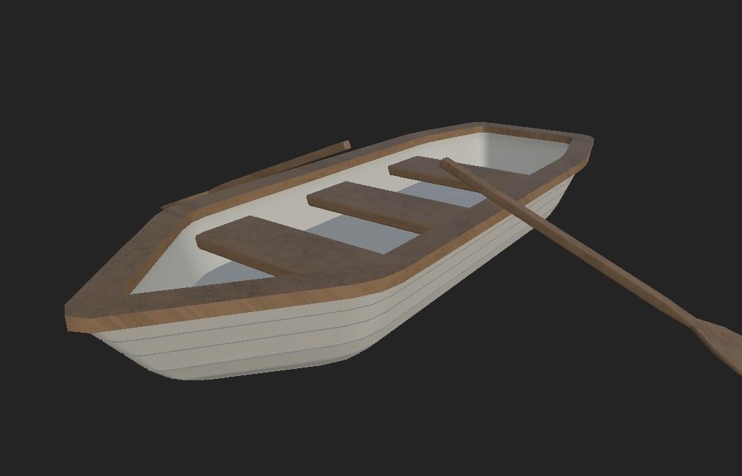 Rowboat canoe Low-poly 3D model_8