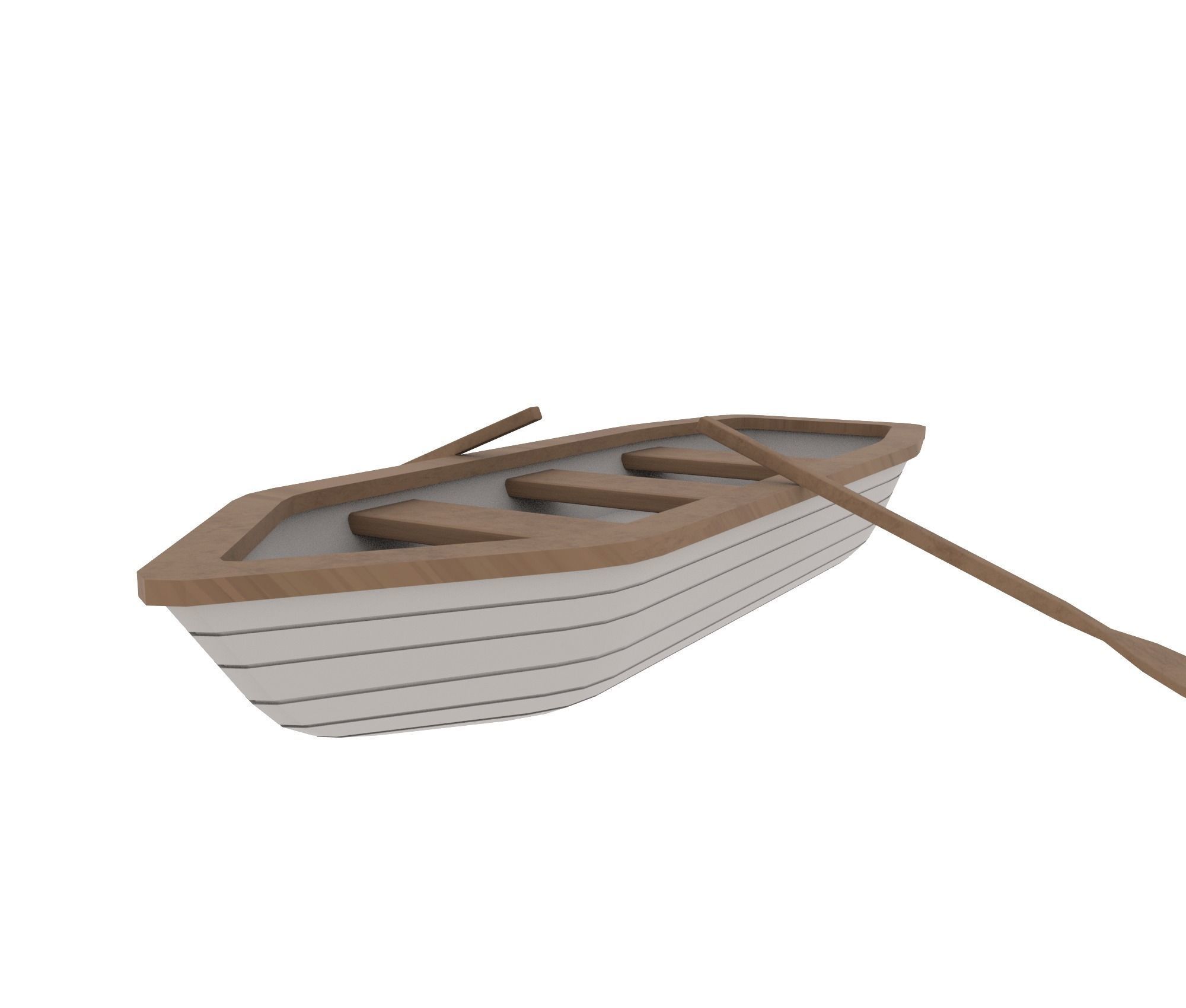 Rowboat canoe Low-poly 3D model_3