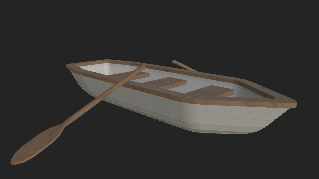 Rowboat canoe Low-poly 3D model_6