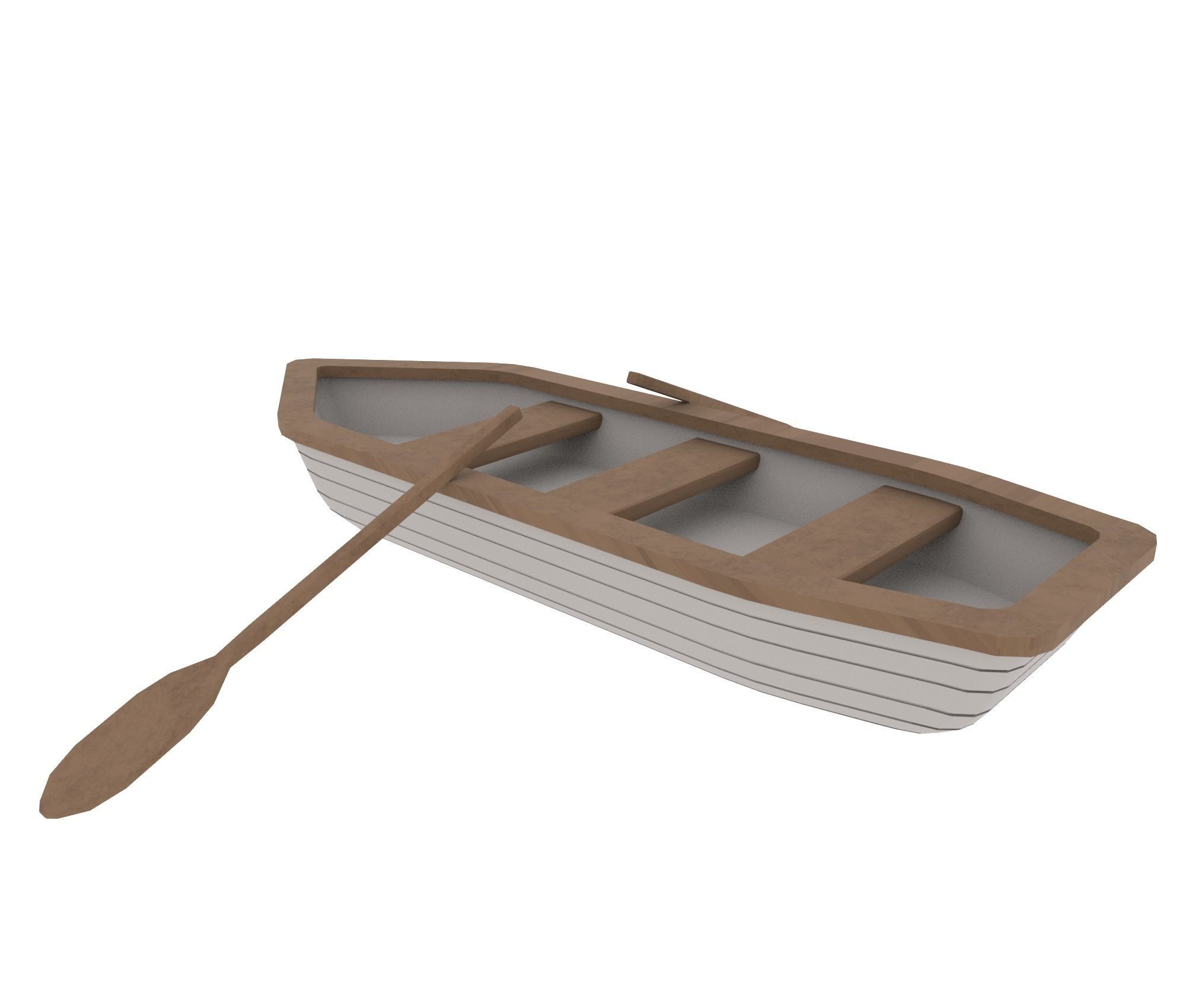 Rowboat canoe Low-poly 3D model_4