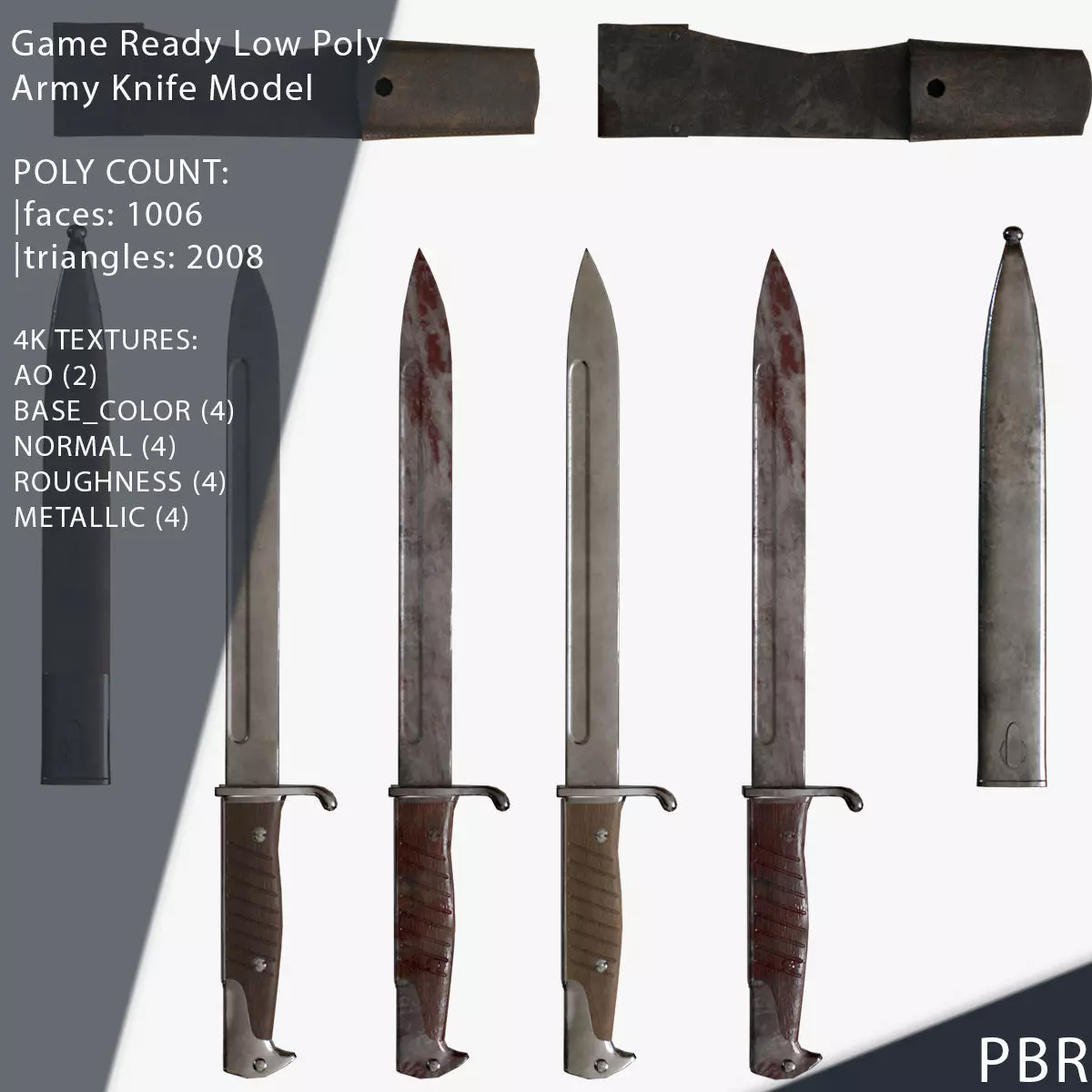 German Bayonets Knife WW Game Ready Free low-poly 3D model