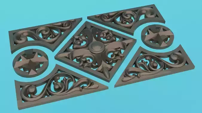 Panel with patterns 3D Model Molding  Low-poly 3D model