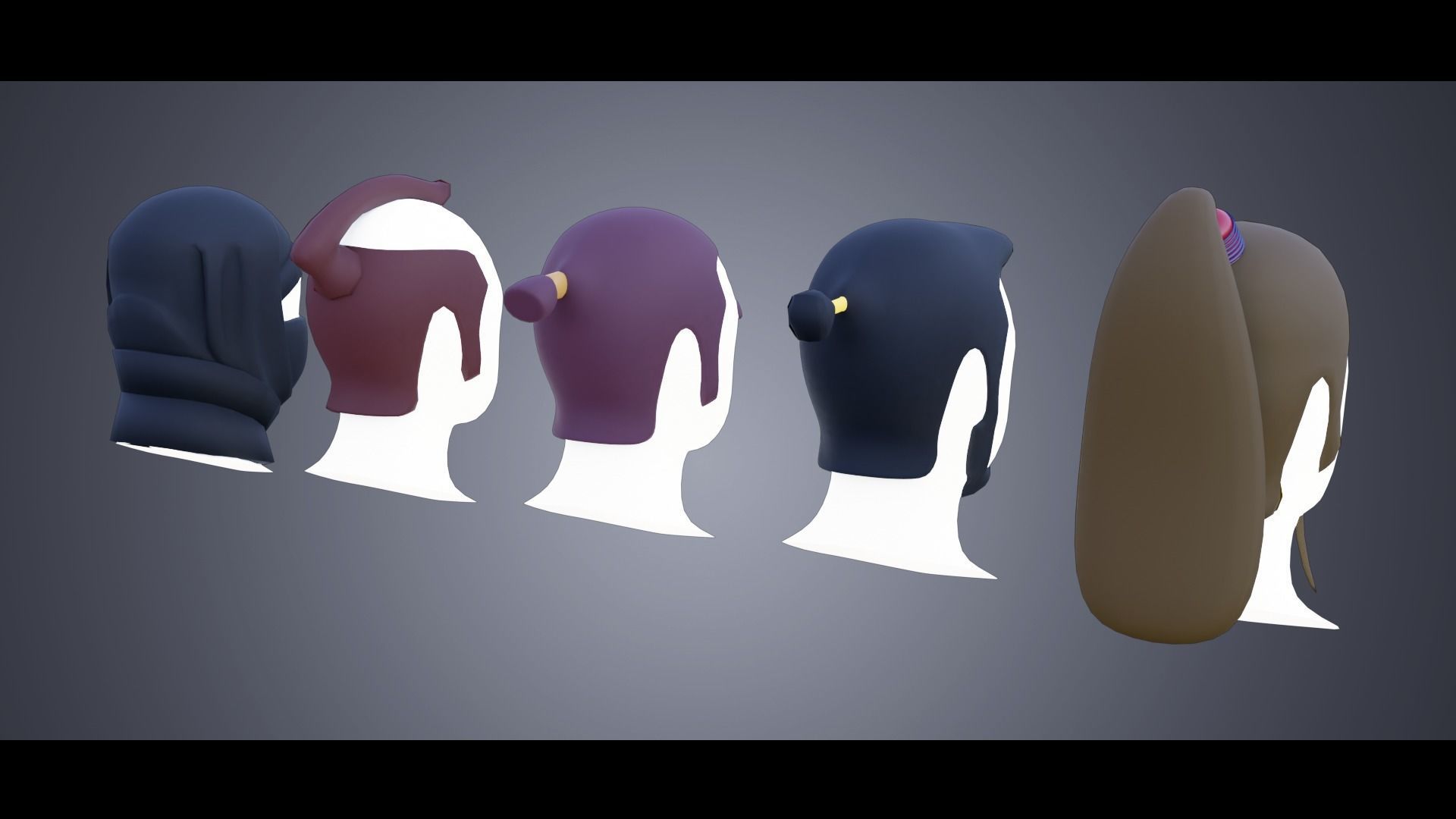 Base Stylized Haircuts 76-80 Low-poly 3D model_5