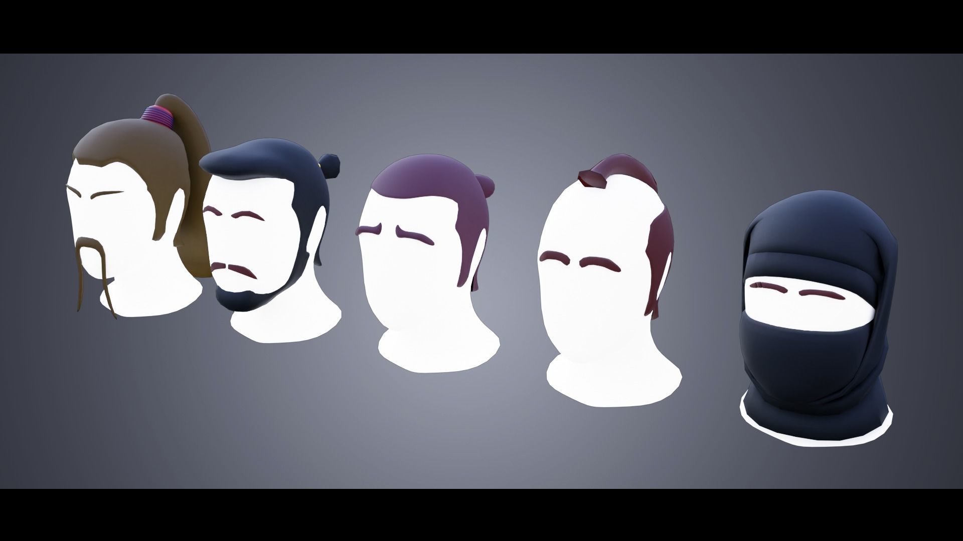Base Stylized Haircuts 76-80 Low-poly 3D model_3