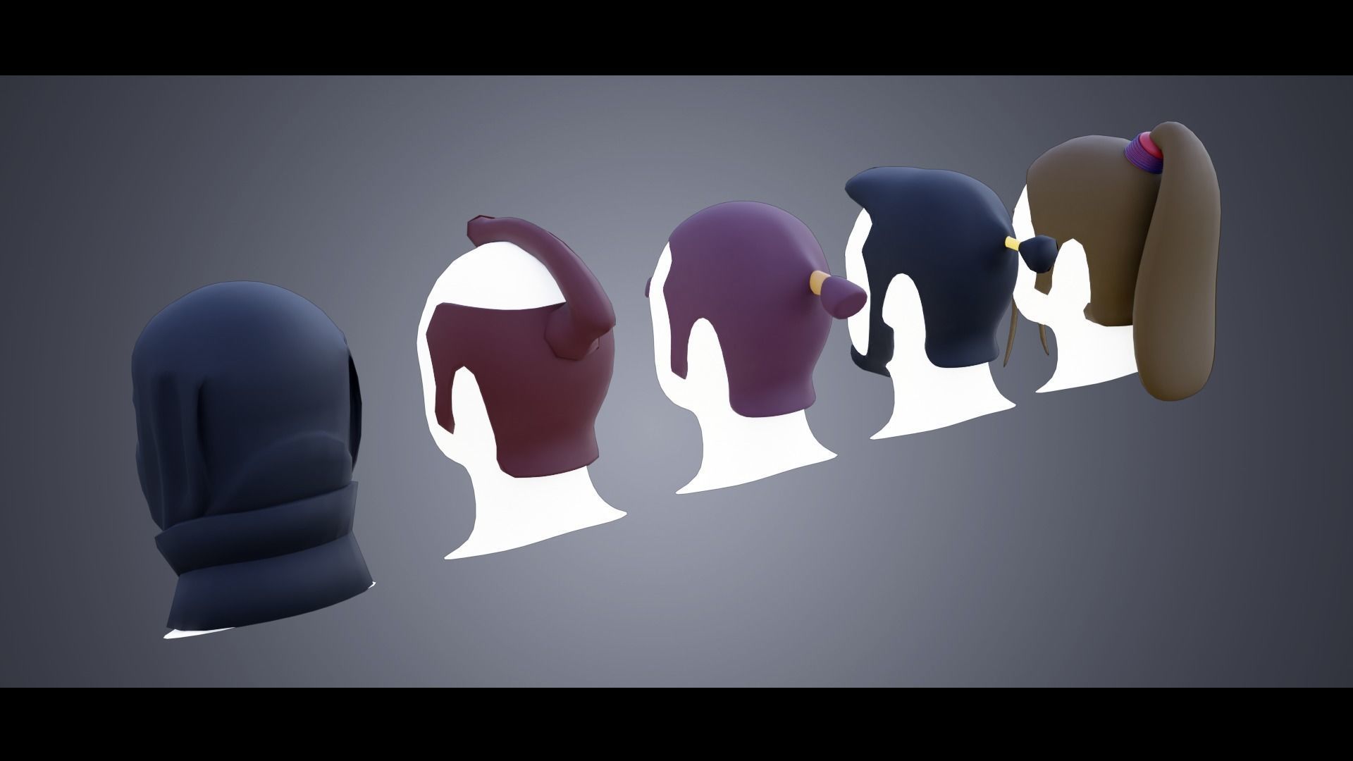 Base Stylized Haircuts 76-80 Low-poly 3D model_4