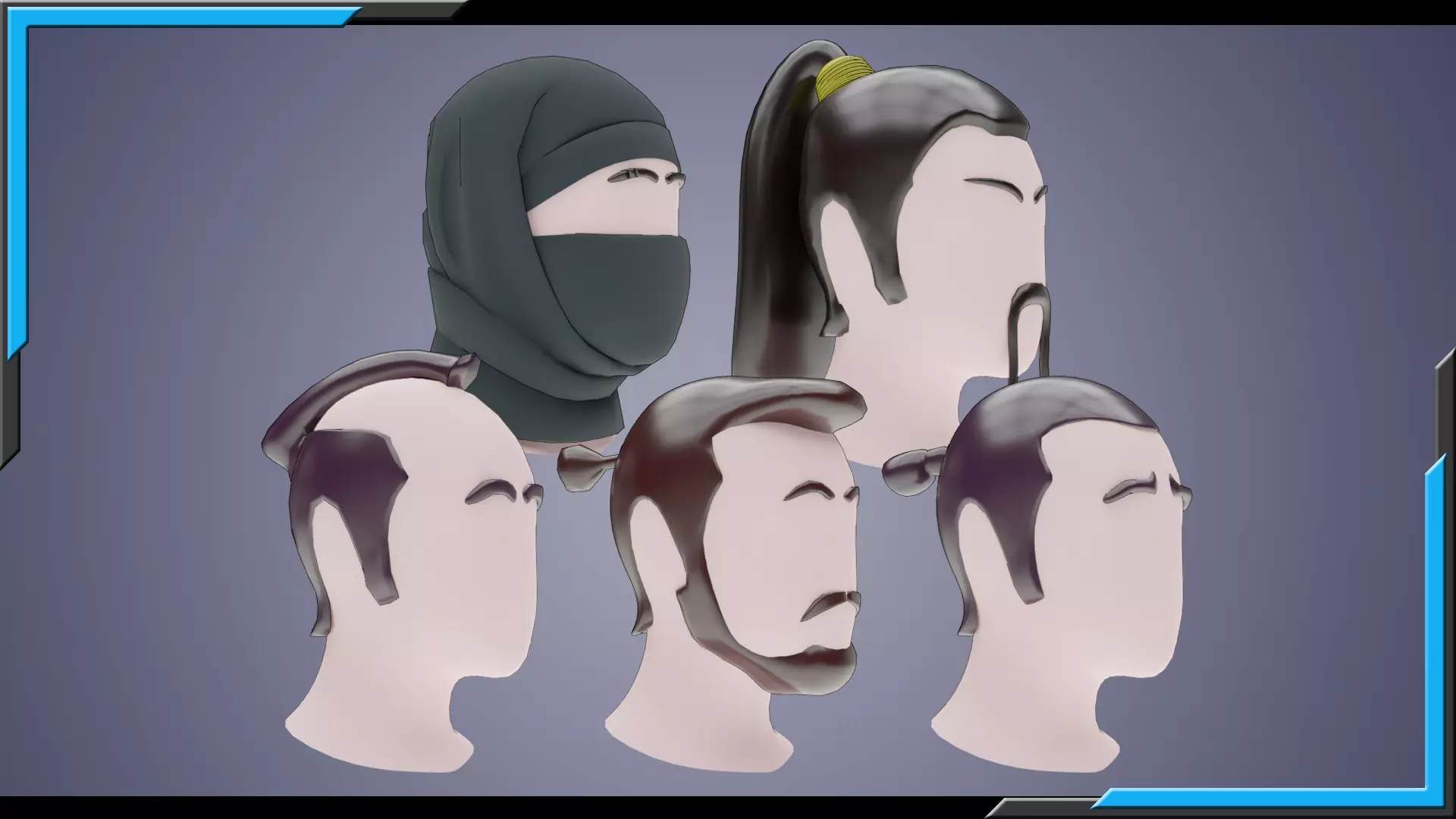 Base Stylized Haircuts 76-80 Low-poly 3D model_0