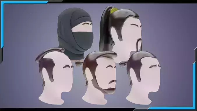 Base Stylized Haircuts 76-80 Low-poly 3D model