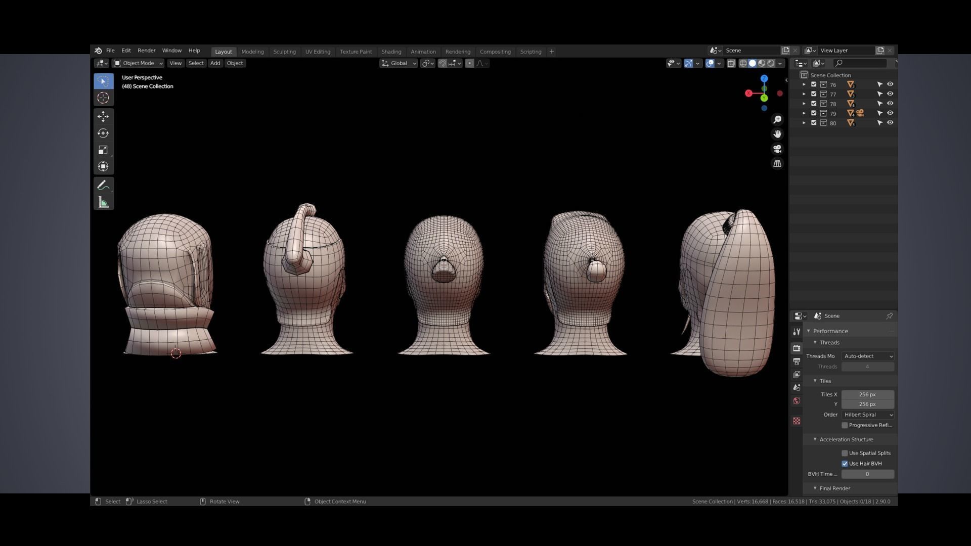 Base Stylized Haircuts 76-80 Low-poly 3D model_18