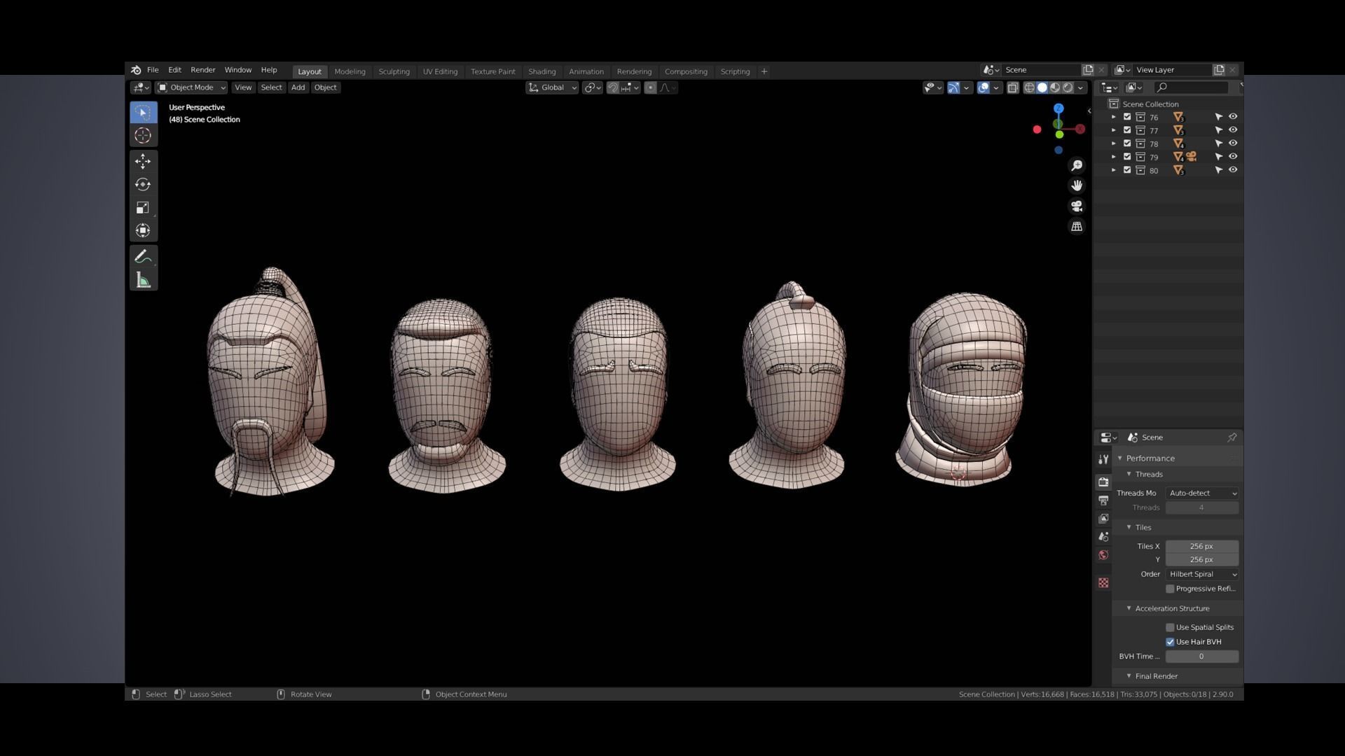 Base Stylized Haircuts 76-80 Low-poly 3D model_15