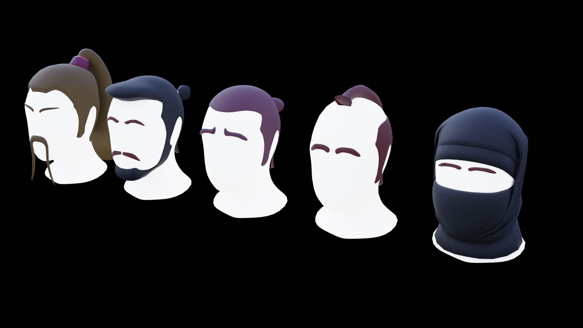 Base Stylized Haircuts 76-80 Low-poly 3D model_40