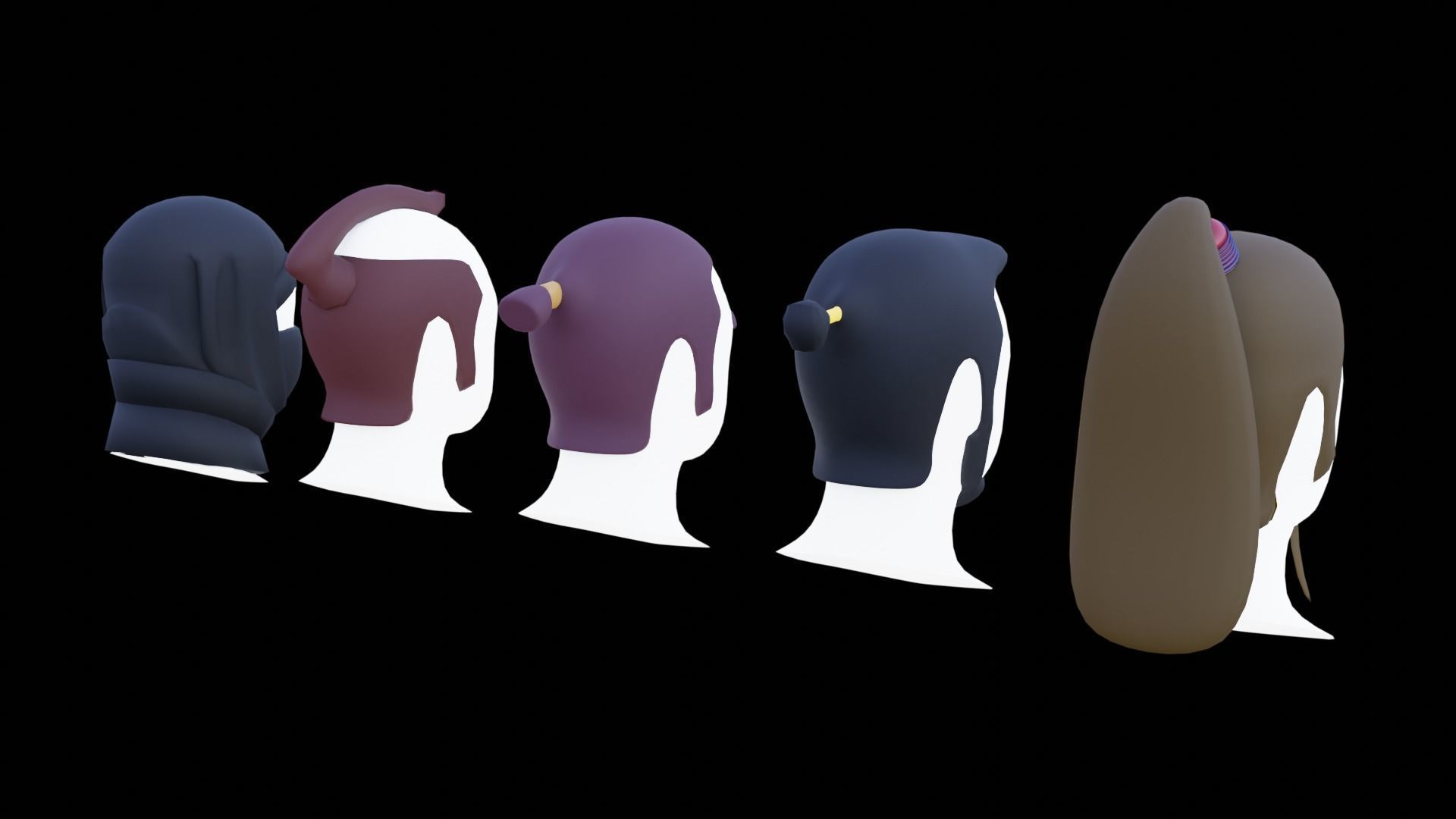 Base Stylized Haircuts 76-80 Low-poly 3D model_38