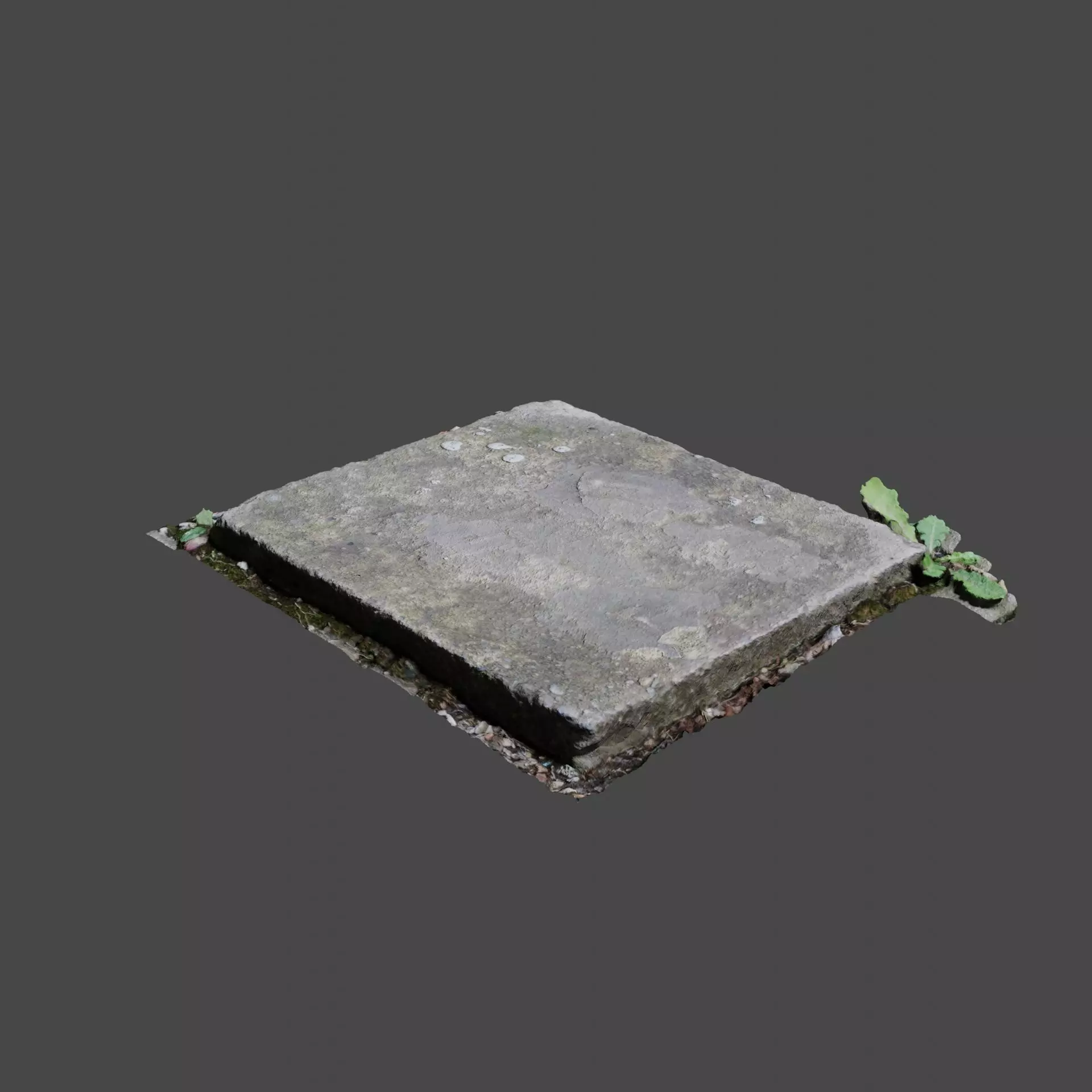 Rectangle Concrete Block Low-poly 3D model