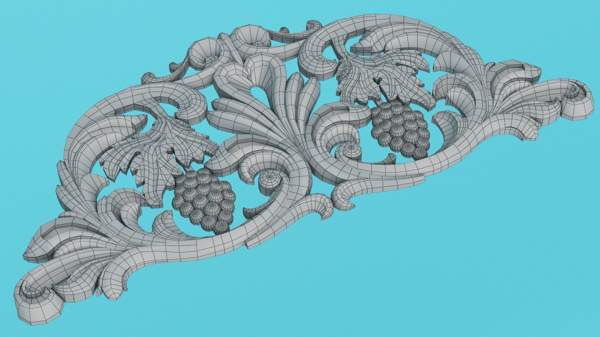 Carved grapevine and carved decor around 3D Molding  Low-poly 3D model_4