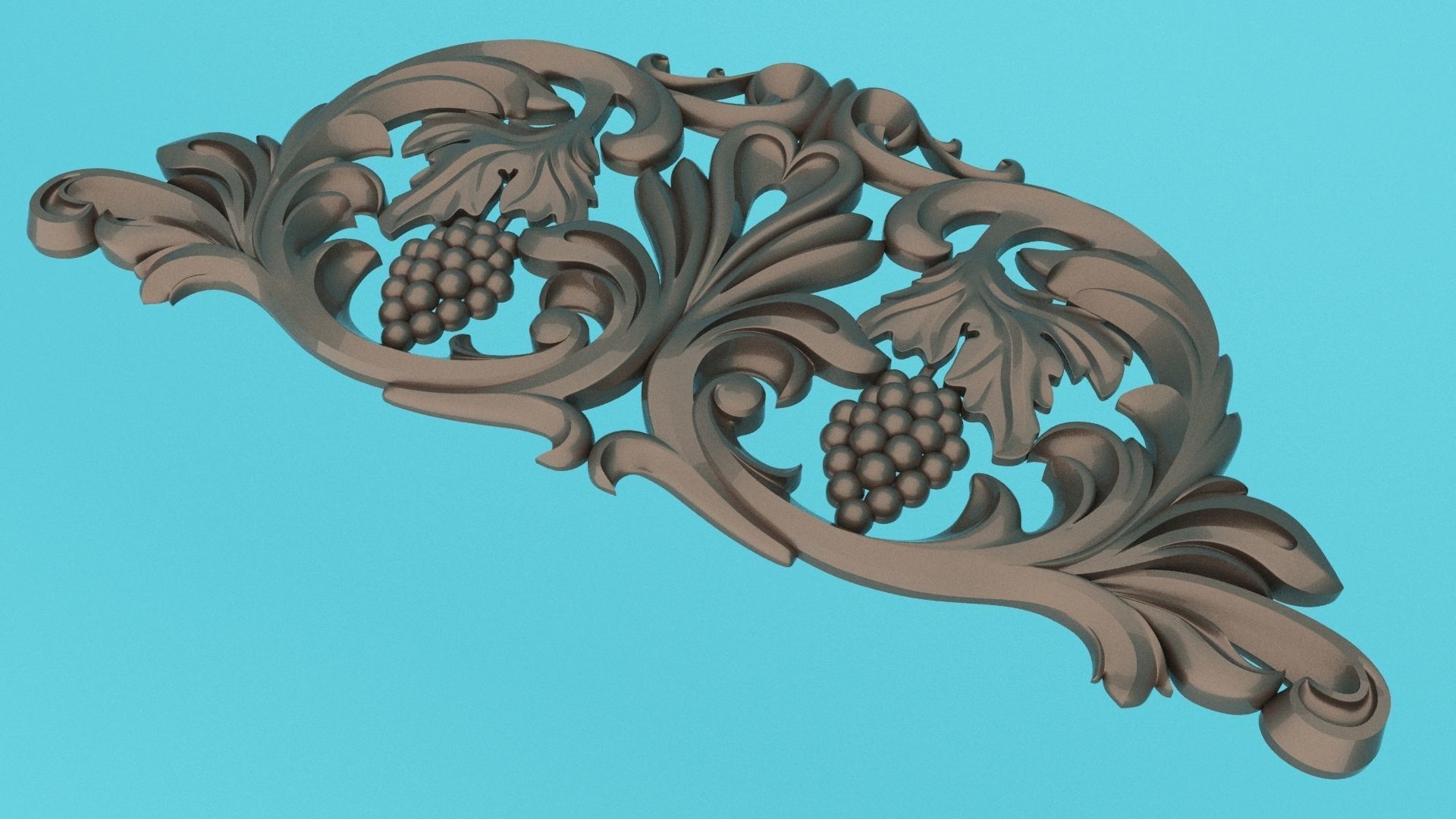 Carved grapevine and carved decor around 3D Molding  Low-poly 3D model_2