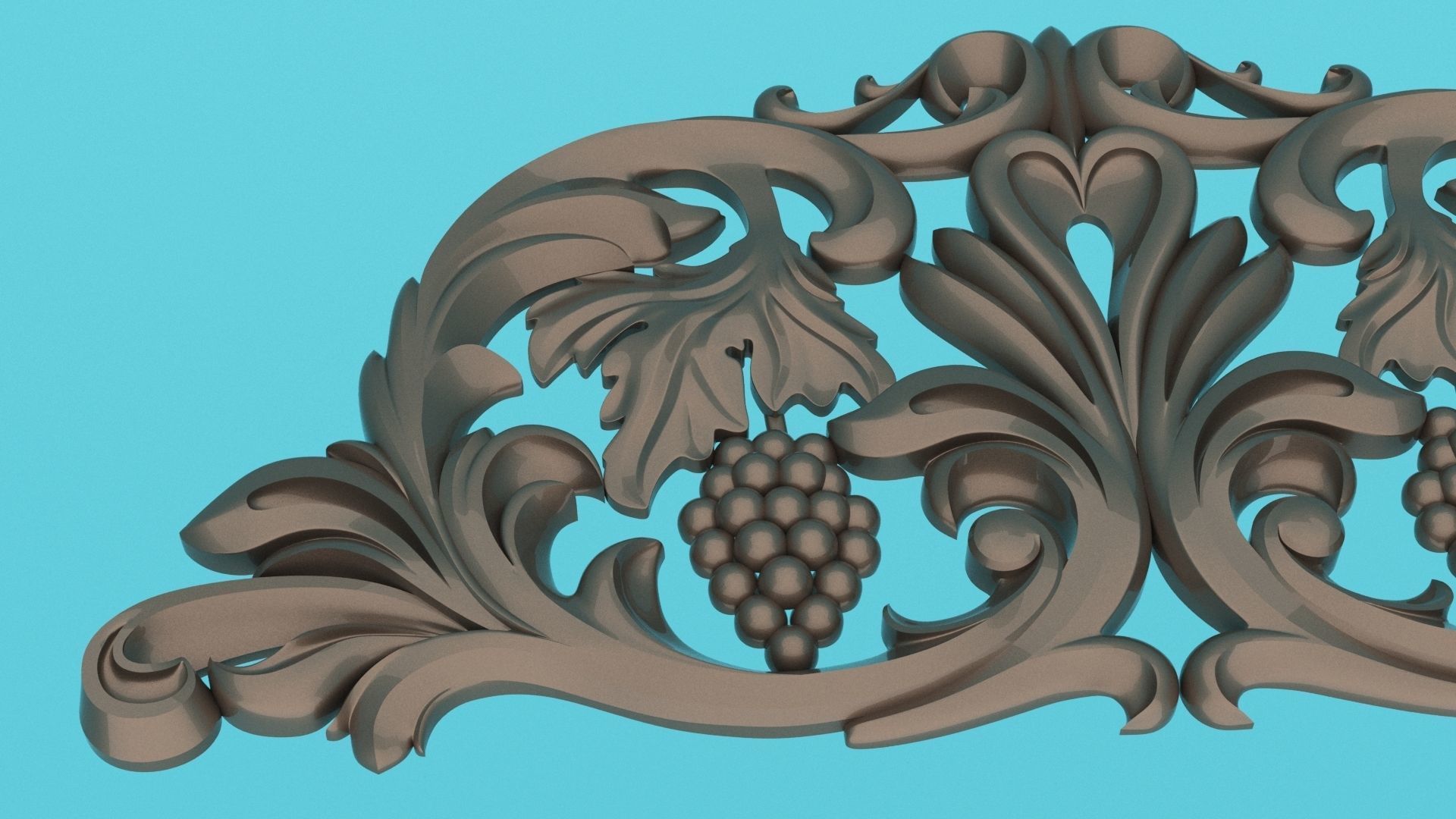 Carved grapevine and carved decor around 3D Molding  Low-poly 3D model_3