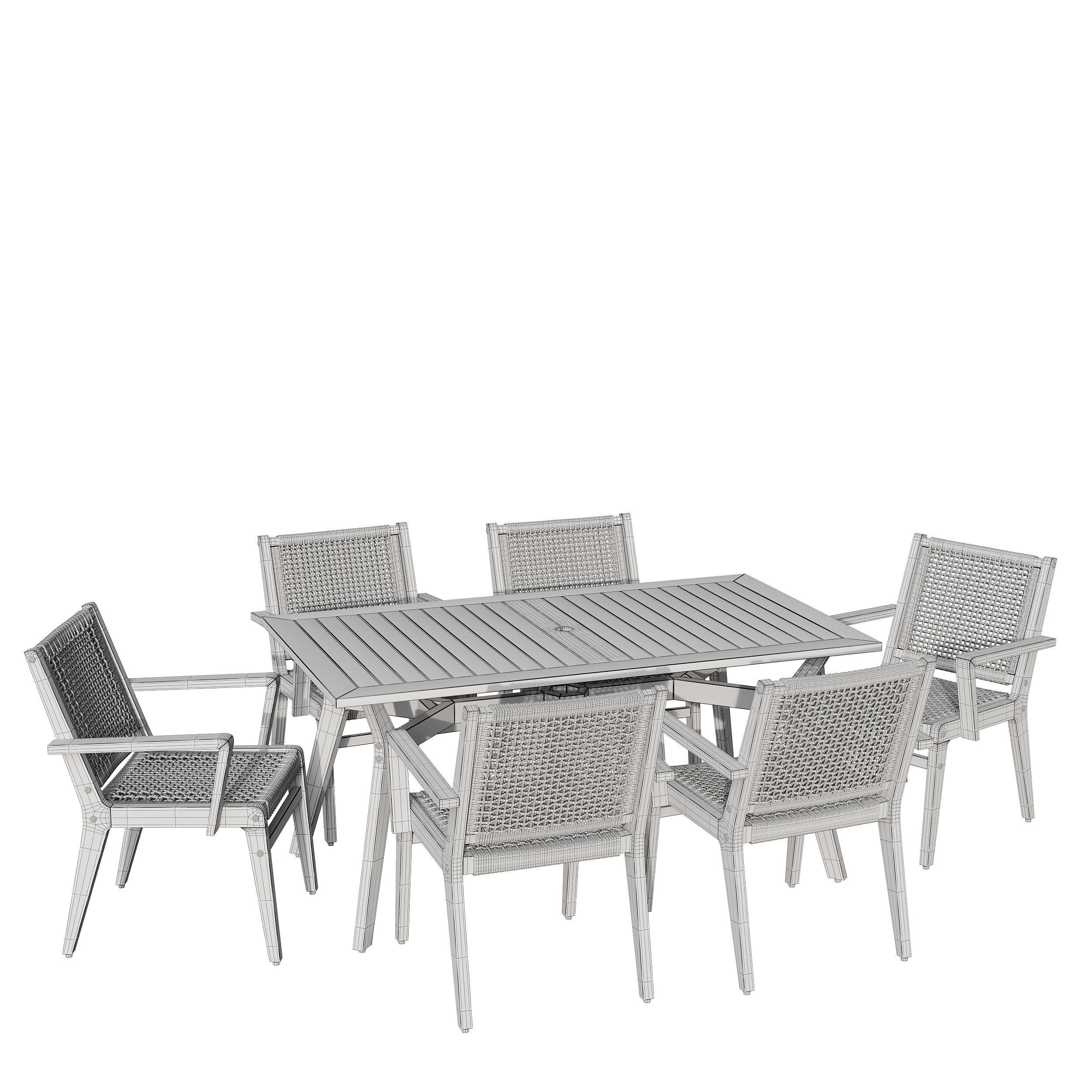 Quinn Rectangular dinning set 3D model_7