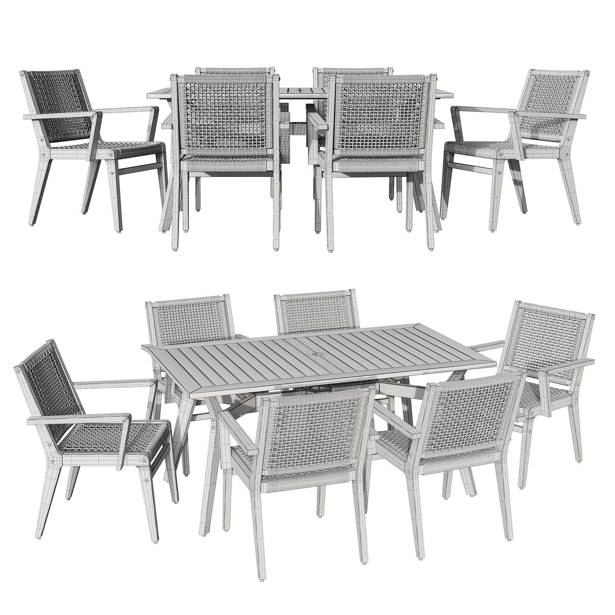 Quinn Rectangular dinning set 3D model_6