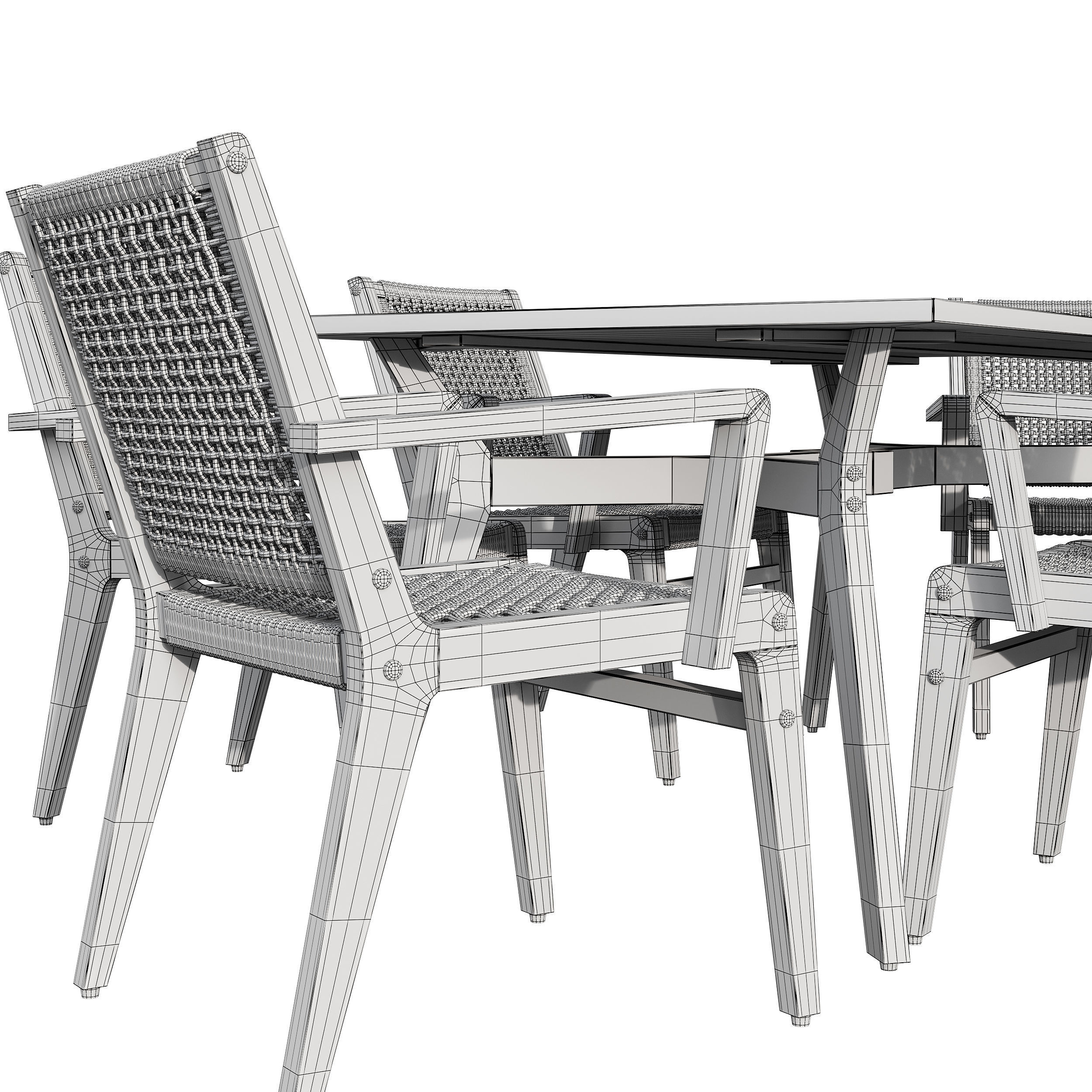 Quinn Rectangular dinning set 3D model_11