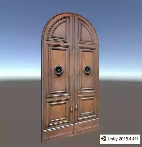 Brown wooden old Door Low-poly 3D model