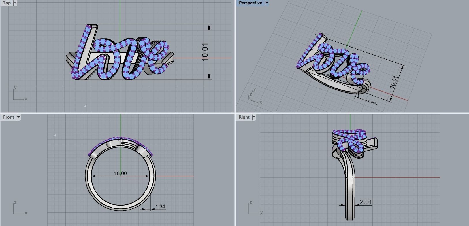 Ring LOVE 3D print model_10
