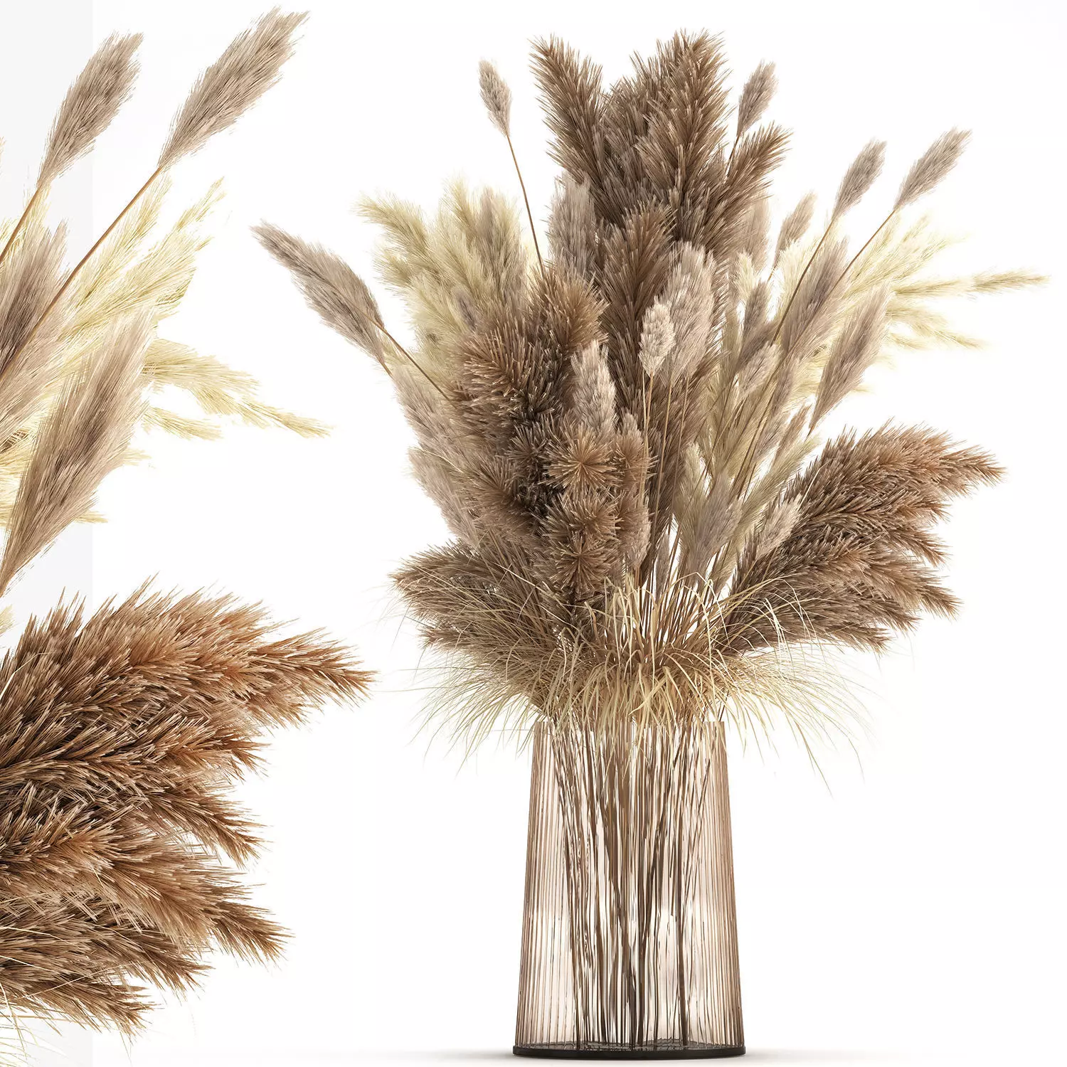 Bouquet of dried white reeds in a Vase 146 3D model_0