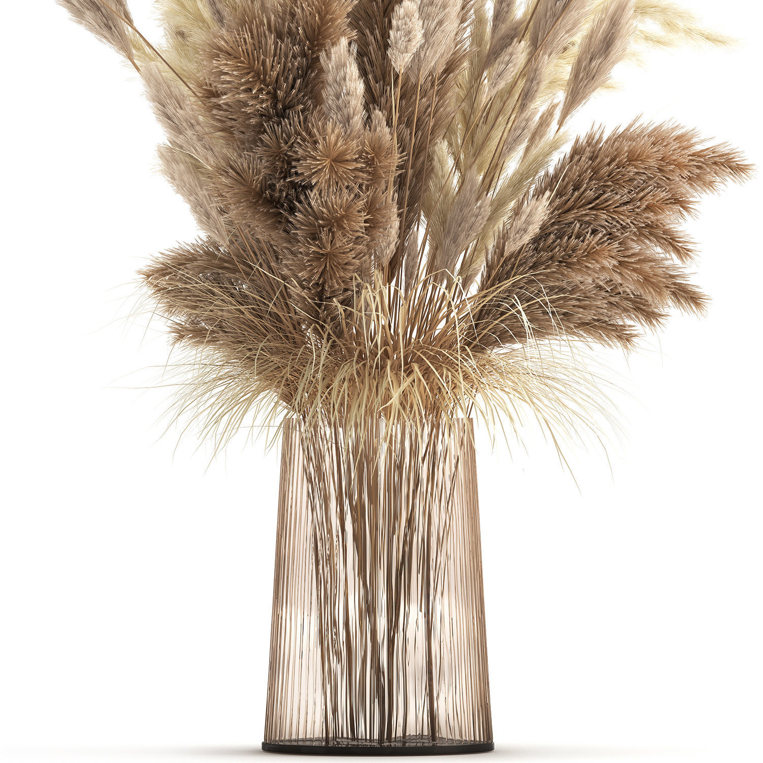 Bouquet of dried white reeds in a Vase 146 3D model_3
