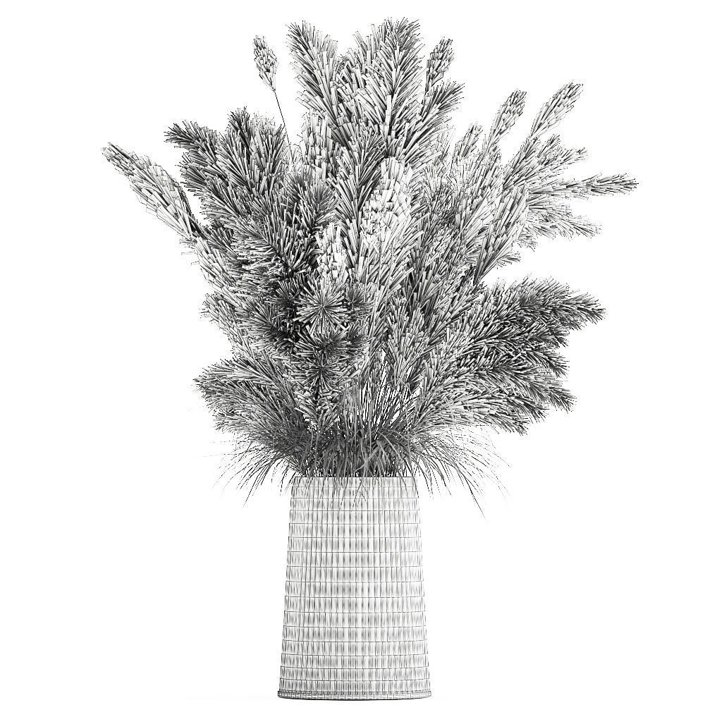 Bouquet of dried white reeds in a Vase 146 3D model_6